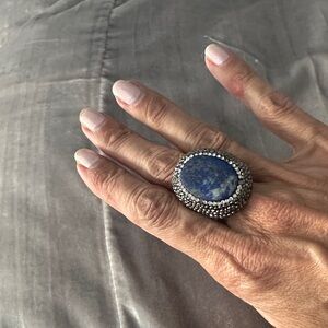 Silver and Blue Statement Ring
